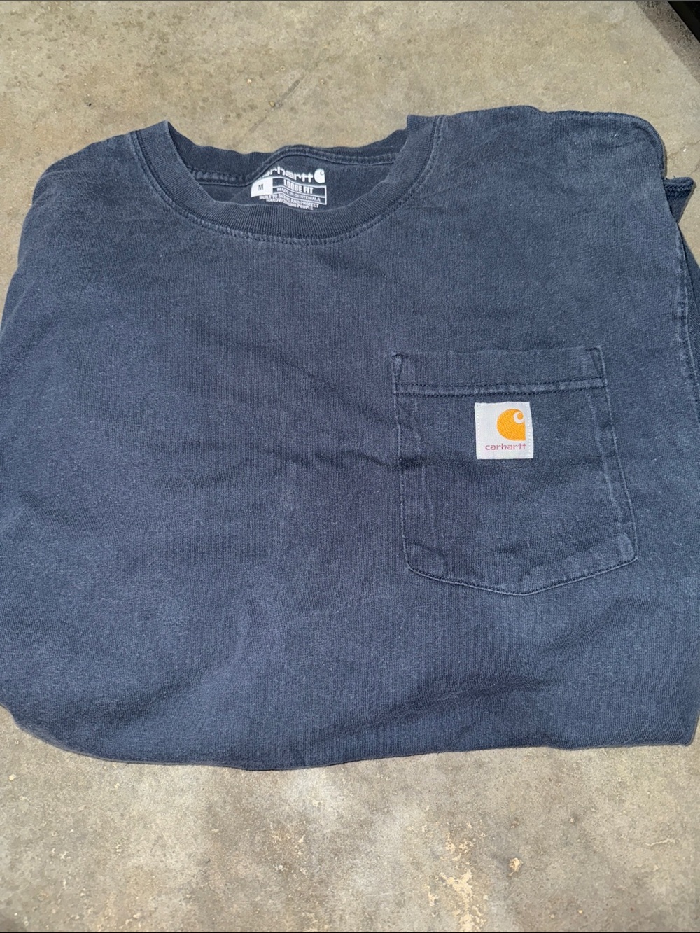 Carhartt Dark Navy Long Sleeve Pocket Tee with Logo Patch